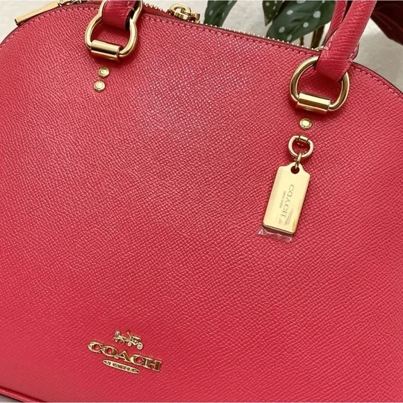 NWT Coach Large Leather Katy Satchel in Watermelon With Crossbody Strap - Picture 3 of 9